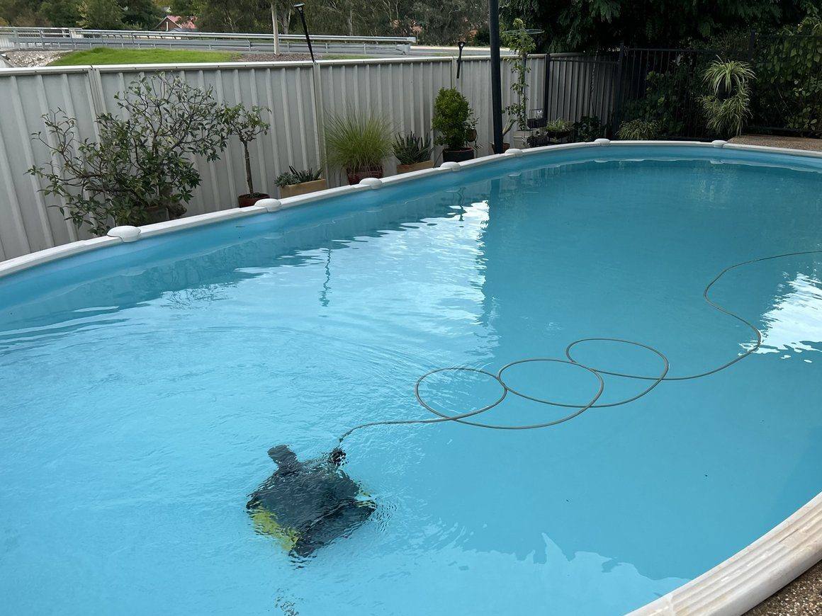 The converted pool filled and in use